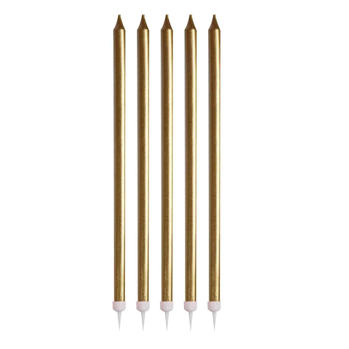 Gold Tall Birthday Cake Candles x 24