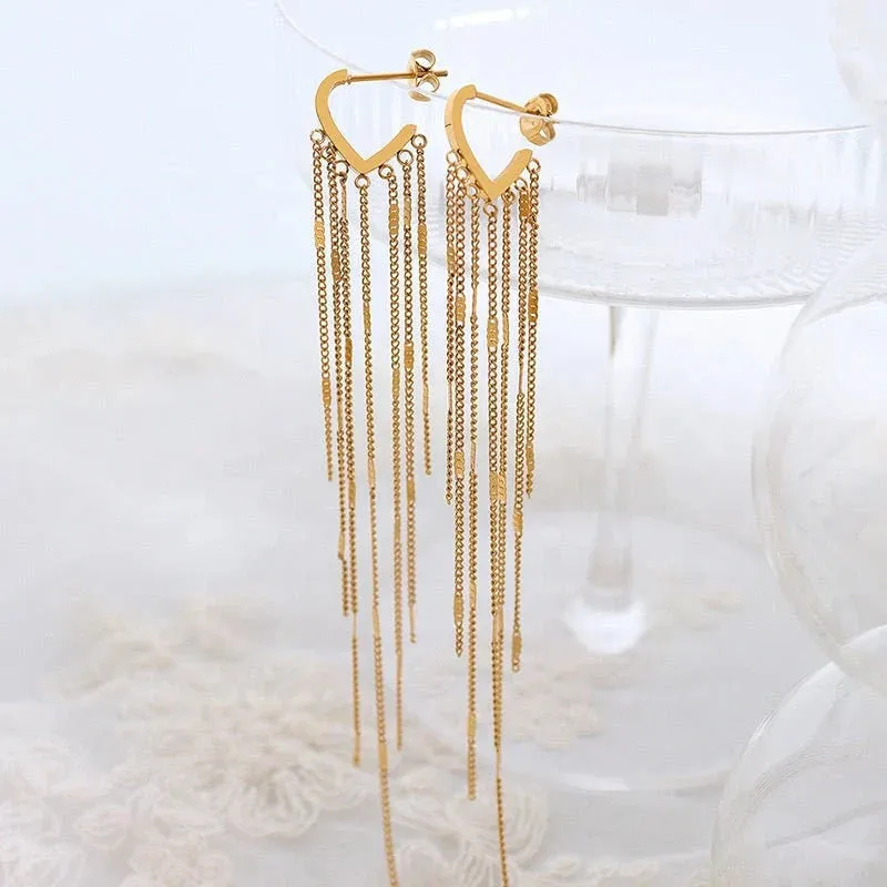 Golden Straight Hangings Earrings