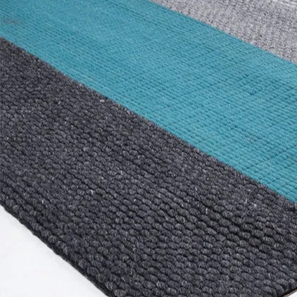 Grey and Turquoise Chunky Weave Rug