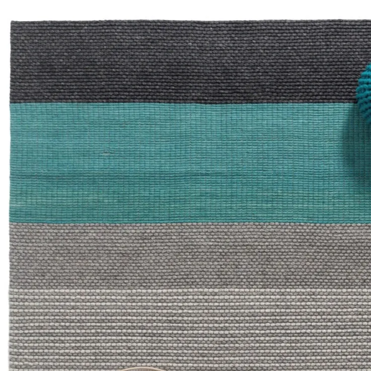 Grey and Turquoise Chunky Weave Rug