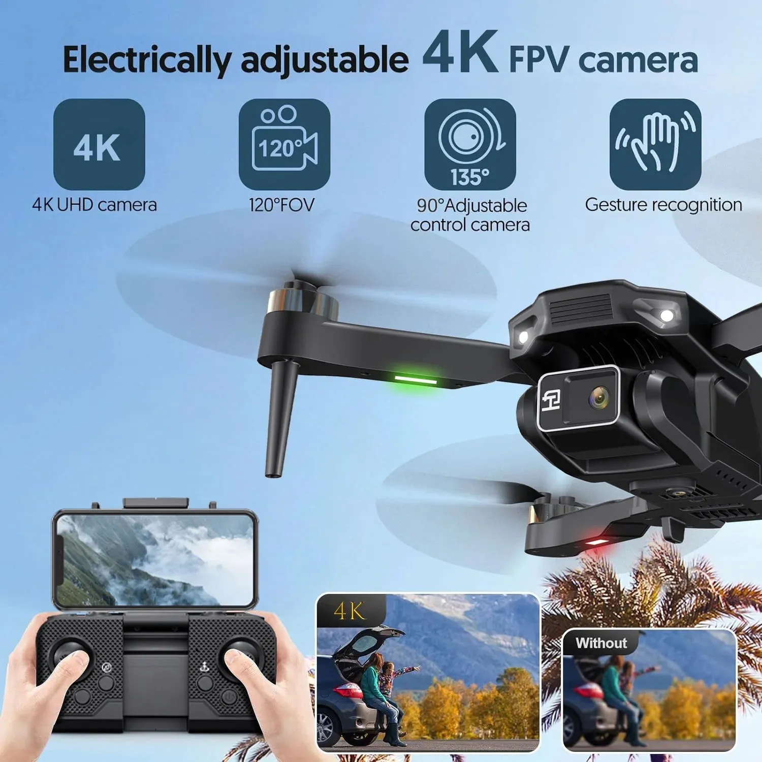 H16 Drone with Camera for Adults 4K, Foldable Drone