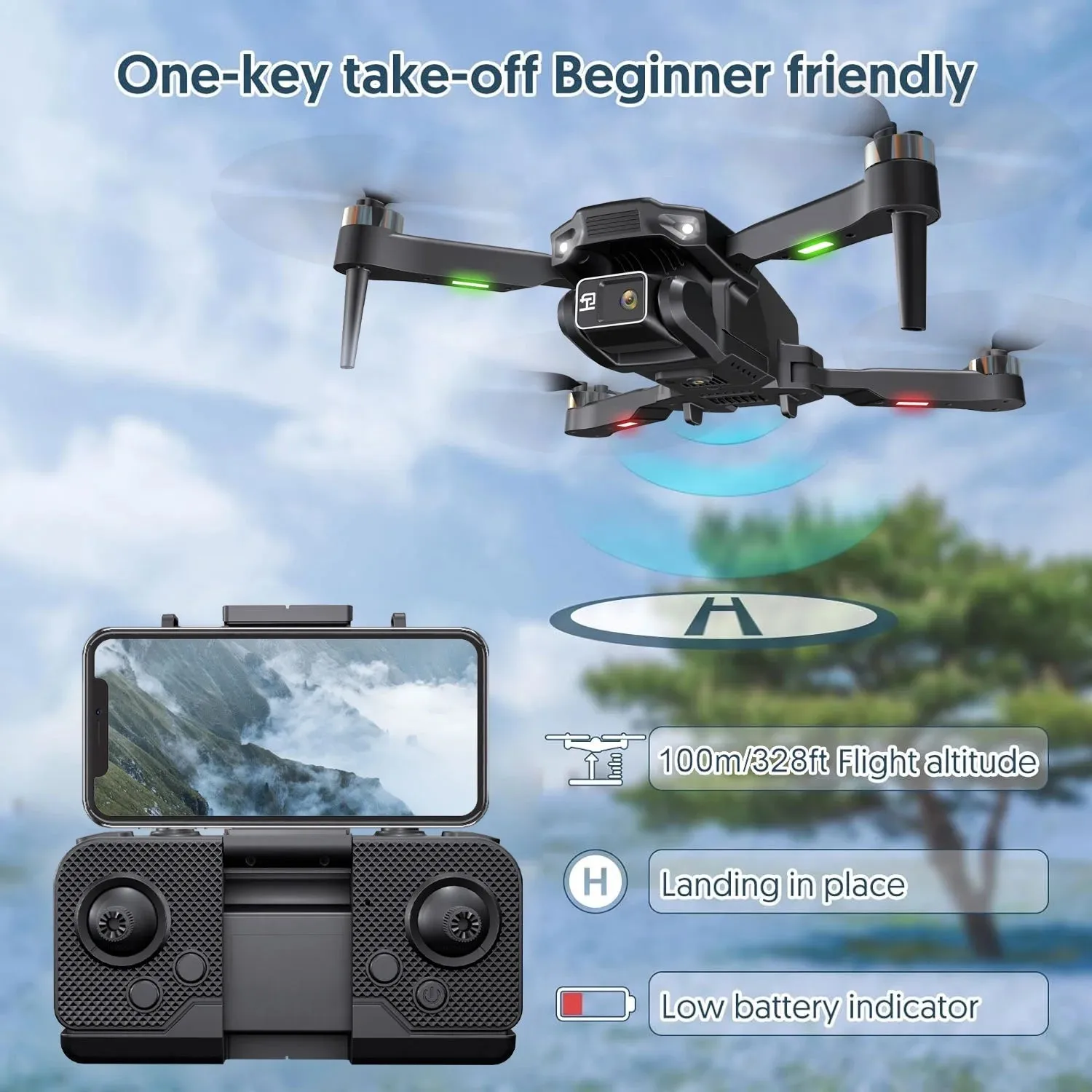 H16 Drone with Camera for Adults 4K, Foldable Drone