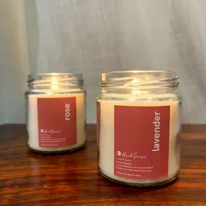 Herbsense Pure Soy Wax Candles Combo Pack- Rose and Lavender | for Gifting, Home Decor & Aromatherapy | Hand Poured, Hand Made,Smoke-Free Scented Candles