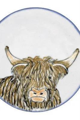 Highland Stoneware Highland Cow Round Pot Stand