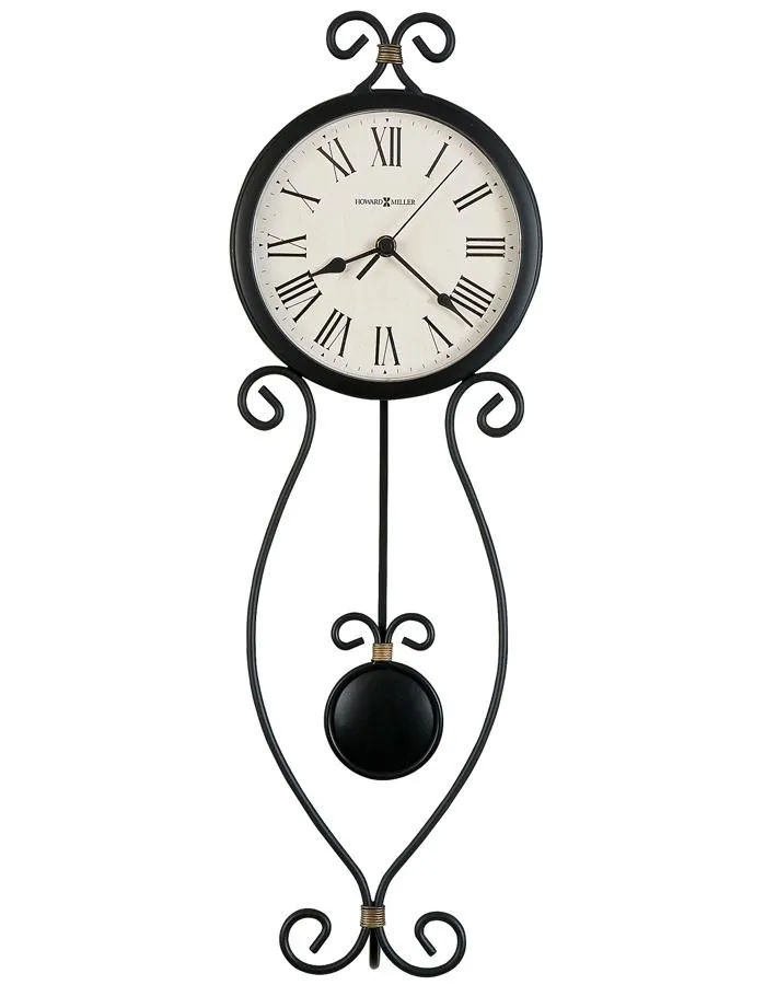 Howard Miller Ivana Pendulum Wall Clock - Wrought Iron - Aged White Dial