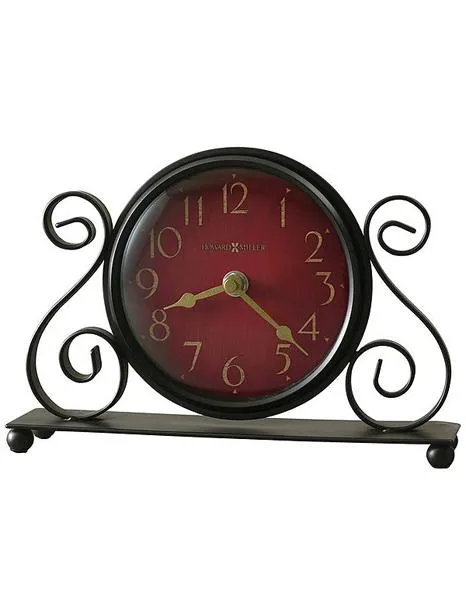 Howard Miller Marisa Desk Clock - Bent-Iron Scroll with Antique-Red Dial