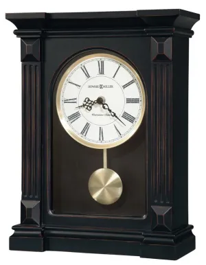 Howard Miller Mia Chiming Pendulum Mantel Clock - Worn Black Finish - White Dial