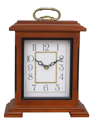 INDIANA CRAFT Beautiful Brown Wooden Analog English Numbers Rectangular Table Clock for Office Desk Home Living Study Room Decorations Gifts (Size: 22 x 10 x 28 CM | Weight: 1510 Gram)