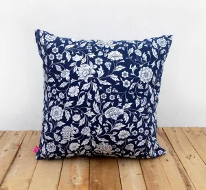 Indigo, throw pillow cover, Kalamkari print, Indian ethinic, cotton pillow, sizes available.