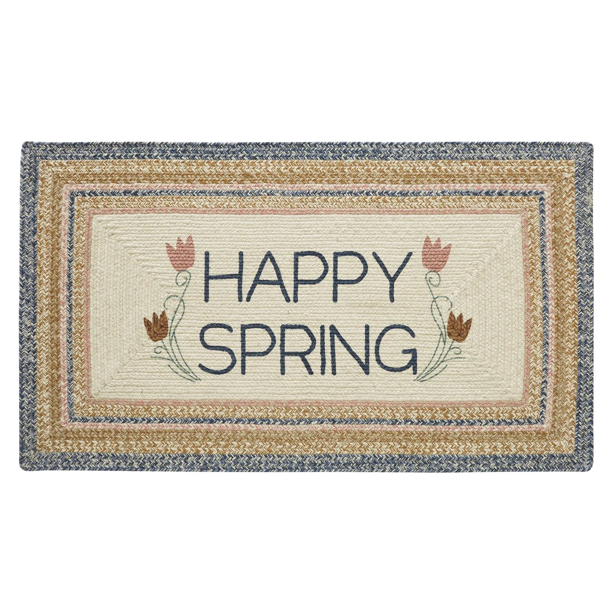 Kaila "Happy Spring" Rectangle Braided Rug 27x48" - with Pad