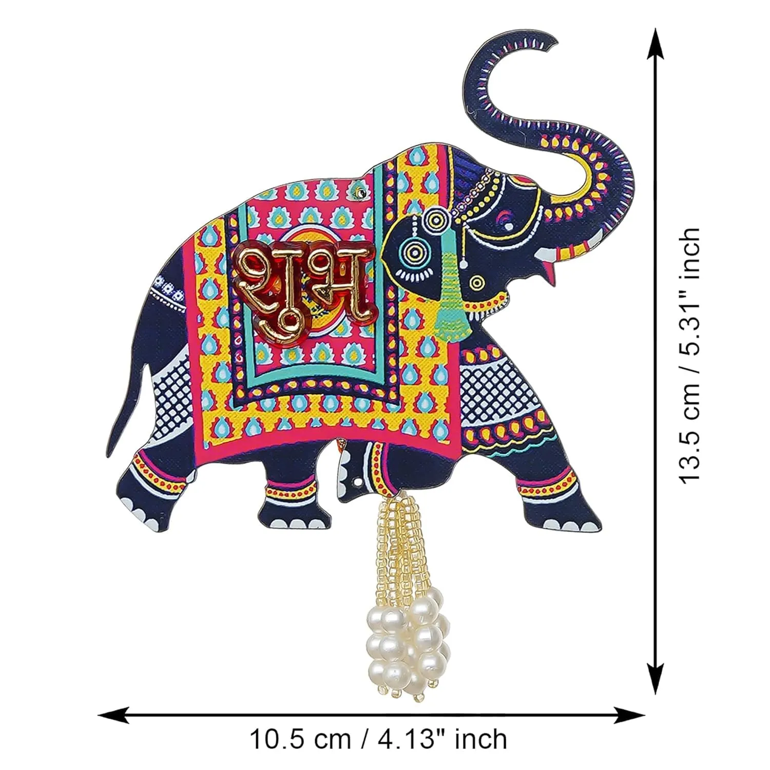 KamlaArt Handmade Elephant Designer Set of 2 with Shubh Labh Wall Hanging for Diwali Decoration|Pooja Temple Decor Hanging Home and Office Decor| Temple Decor Hanging