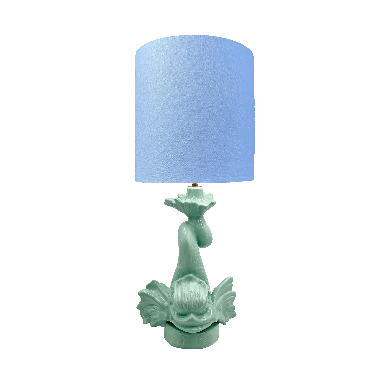 Light Blue Drum Linen Lampshade