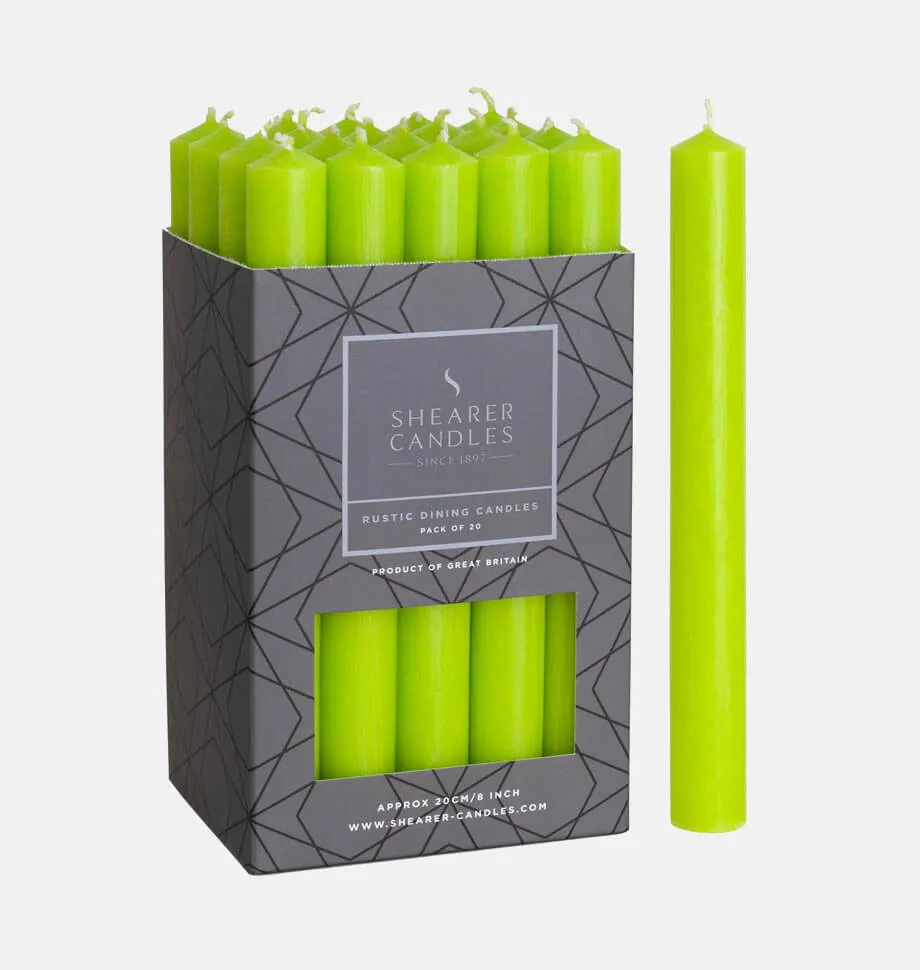 Lime Green 8 inch Dinner Candles x 20