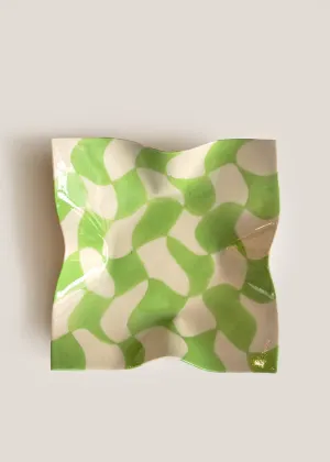 Lime Green Small Wavy Handkerchief Dish