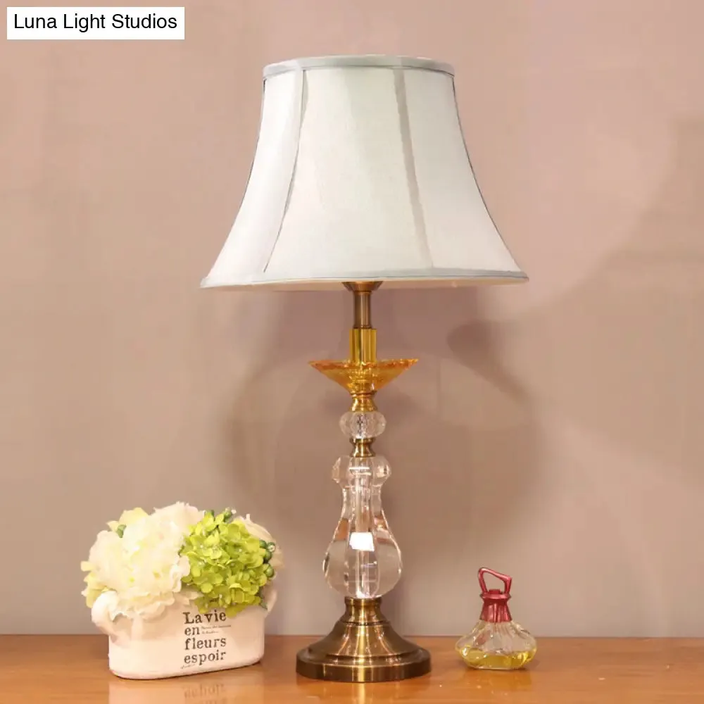 Modern Crystal Nightstand Light - Sleek Bell Design, White - Ideal for Living Room