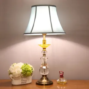 Modern Crystal Nightstand Light - Sleek Bell Design, White - Ideal for Living Room