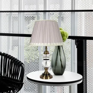 Modern Curvy Clear Crystal Desk Lamp with 1 Bulb, Light Purple