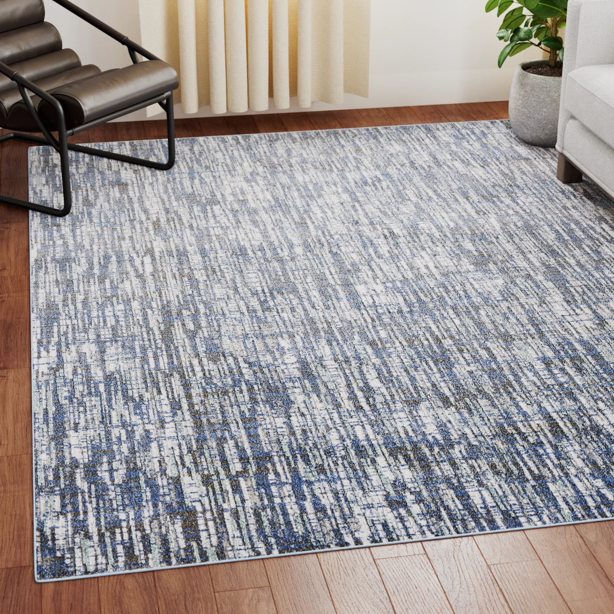 Modern Heathered Charcoal and Navy Rug