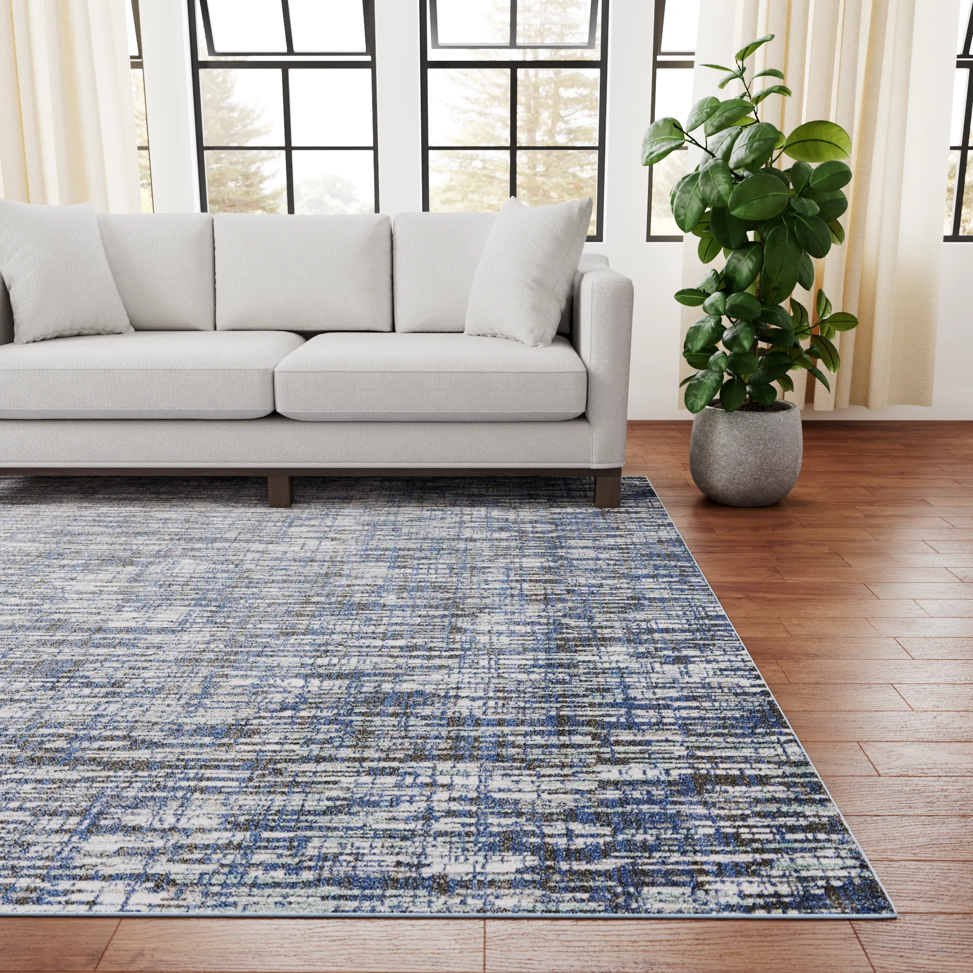 Modern Heathered Charcoal and Navy Rug