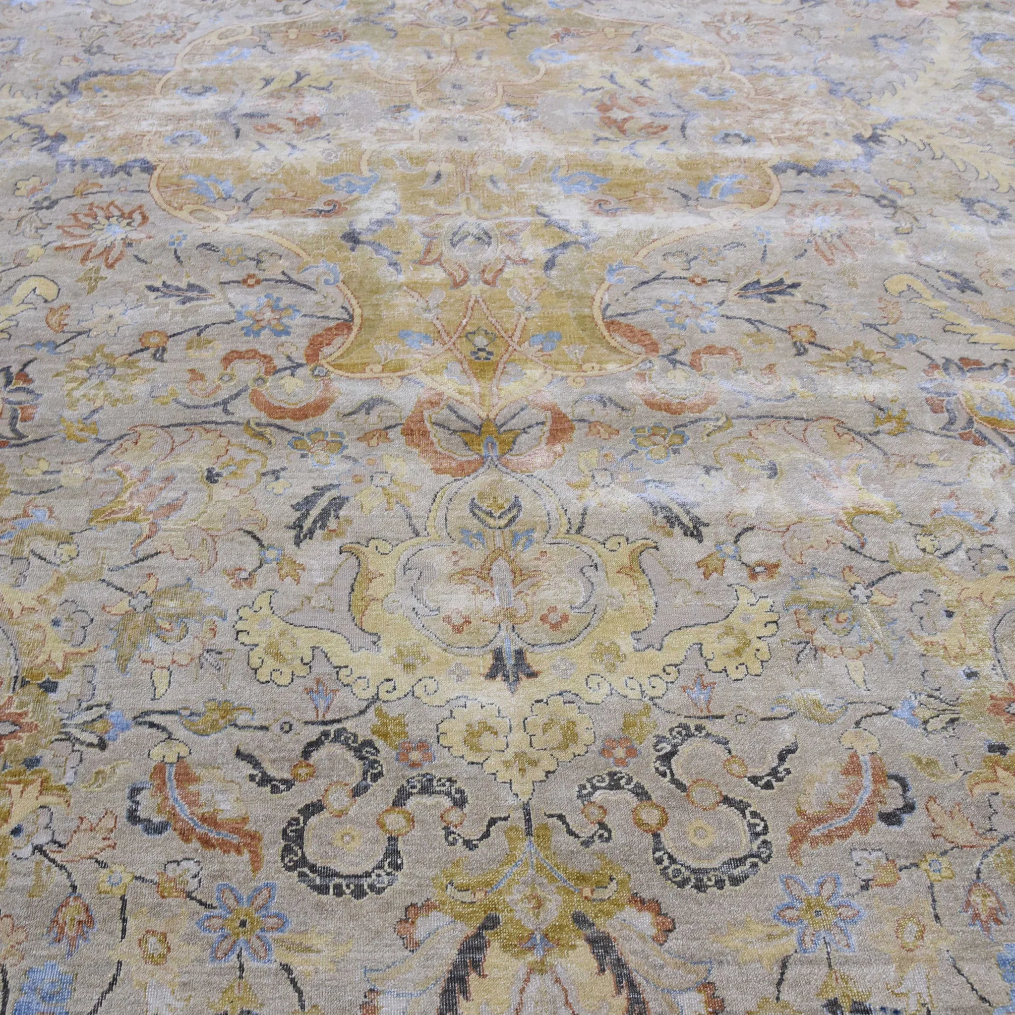 Multi Colored Traditional Silk Rug - 12' x 15'4"