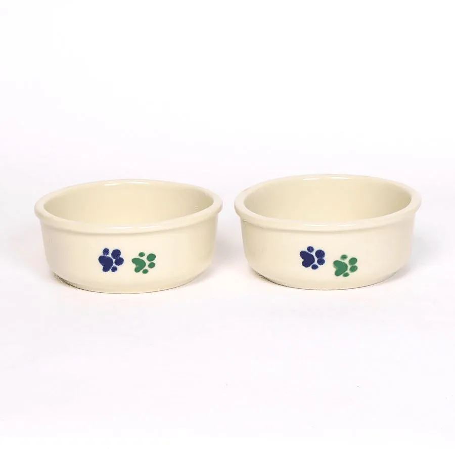 NEW! WALKING PAWS SMALL COOL PET DISH SET by Emerson Creek Pottery Made in USA Set, Small Pet2744