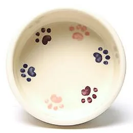 NEW! WALKING PAWS SMALL PINK PET DISH SET by Emerson Creek Pottery Made in USA Set, Small Pet2746