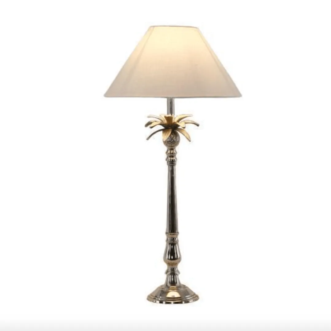 Nickel Pineapple Lamp - White Shade