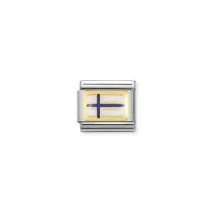 Nomination Composable Link Finland Flag, 18K Gold & Enamel