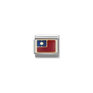 Nomination Composable Link Flag Taiwan, 18K Gold & Enamel