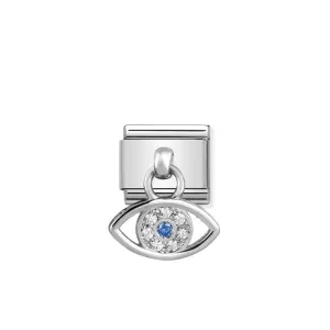 Nomination Composable Link Greek Eye Hanging Charm, Cubic Zirconia, Silver