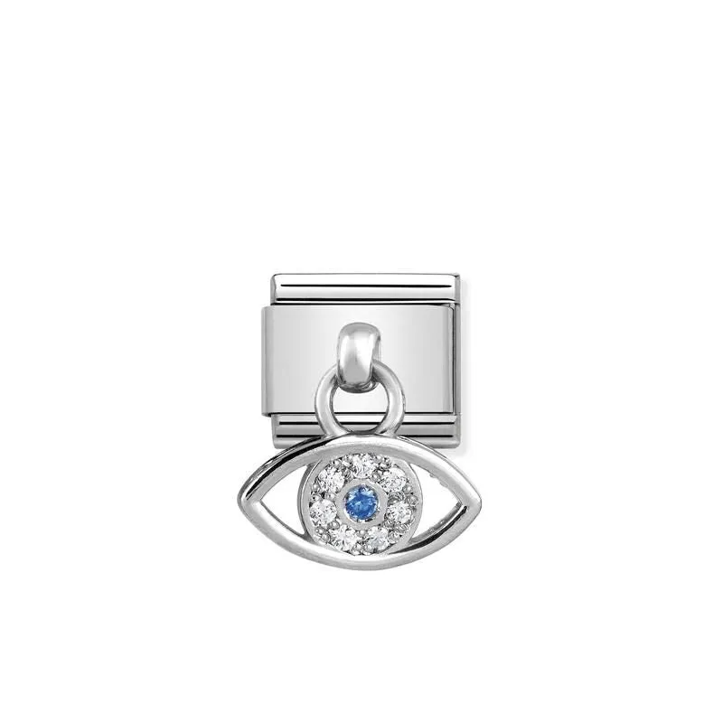 Nomination Composable Link Greek Eye Hanging Charm, Cubic Zirconia, Silver