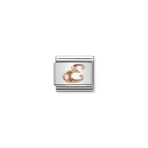 Nomination Composable Link Letter E, Cubic Zirconia, 9K Rose Gold