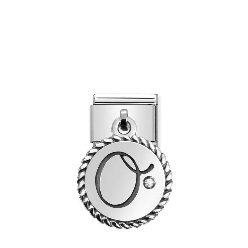 Nomination Composable Link Letter O Hanging Charm, Cubic Zirconia, Silver