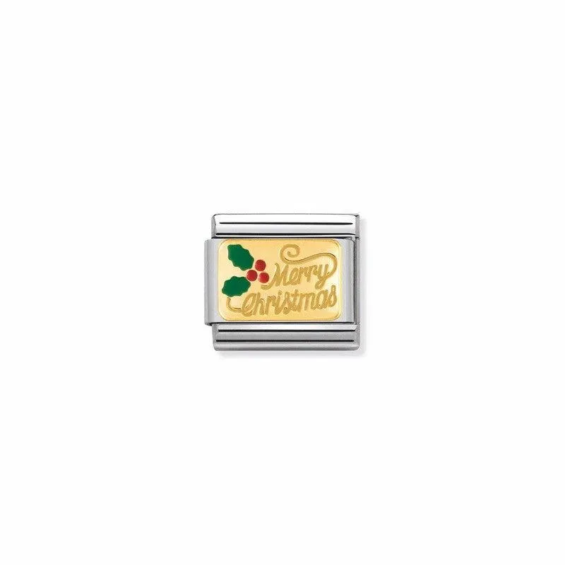 Nomination Composable Link Merry Christmas, 18K Gold & Enamel