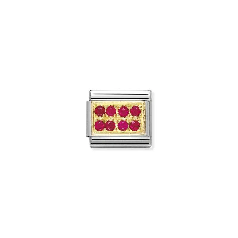 Nomination Composable Link Red Cubic Zirconia Pave, 18K Gold