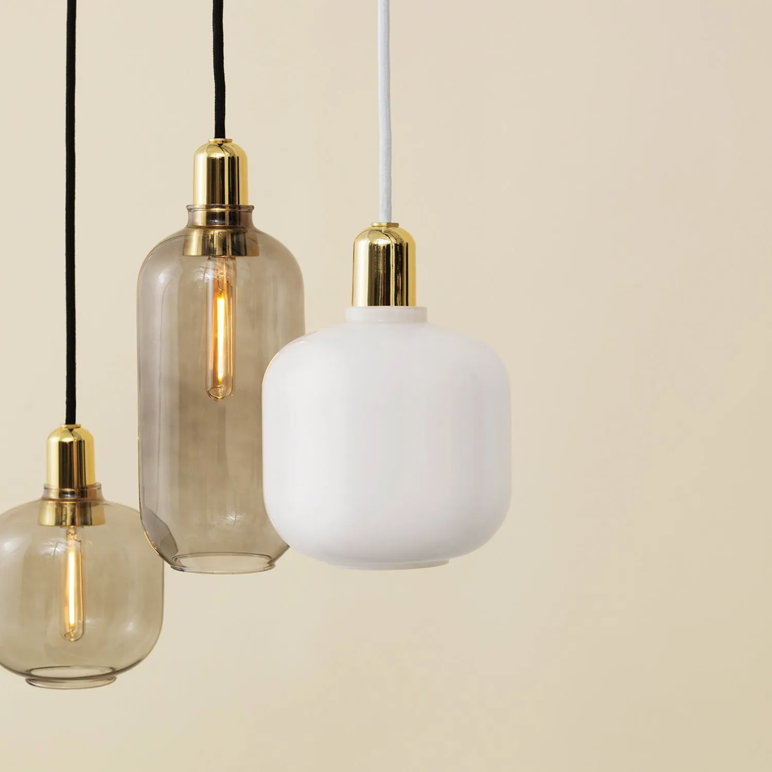 normann copenhagen | amp pendant lamp | white   brass | small