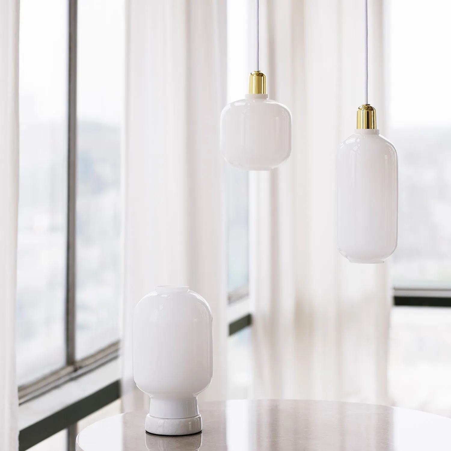 normann copenhagen | amp pendant lamp | white   brass | small