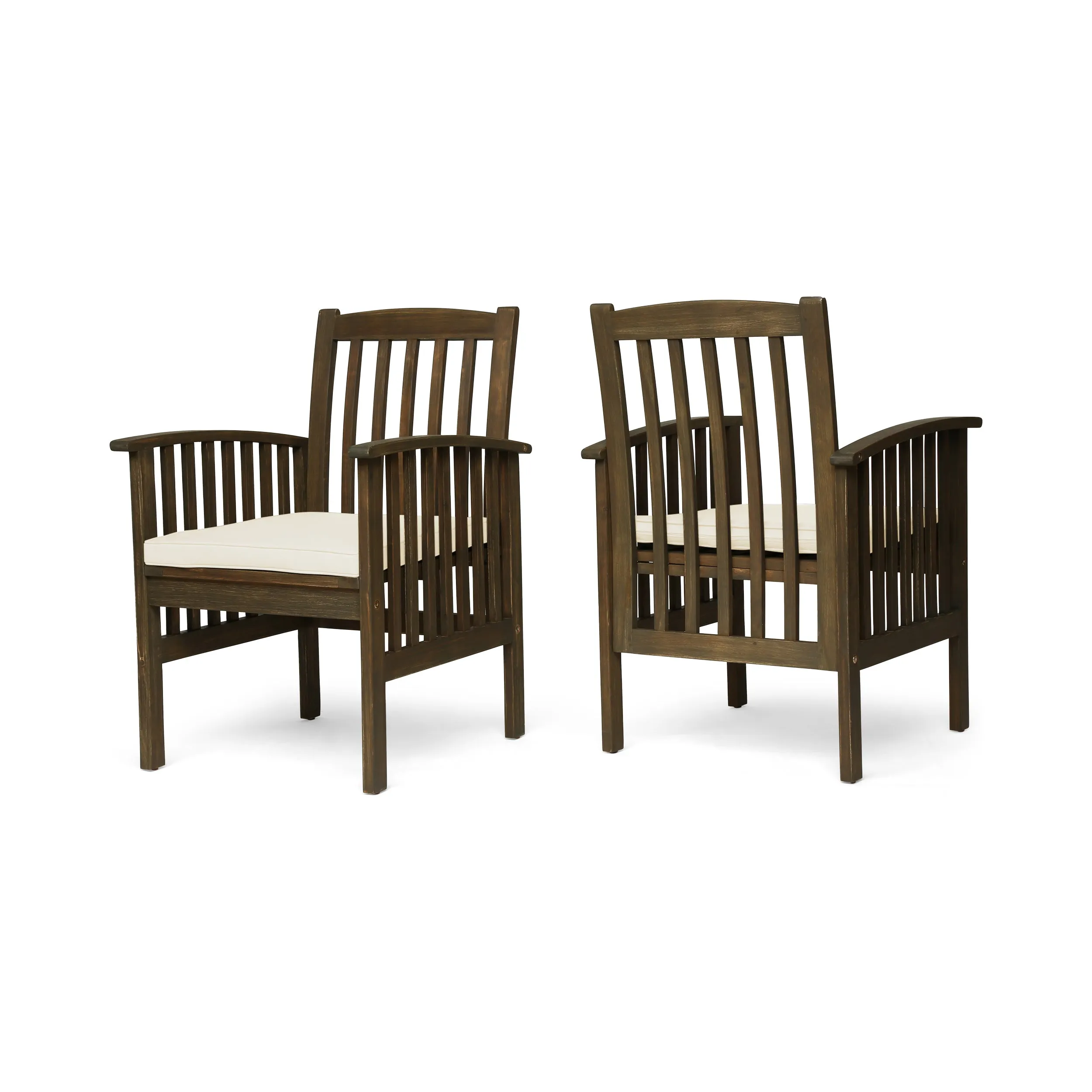 Phoenix Acacia Patio Dining Chairs, Acacia Wood with Outdoor Cushions, (Set of 2)