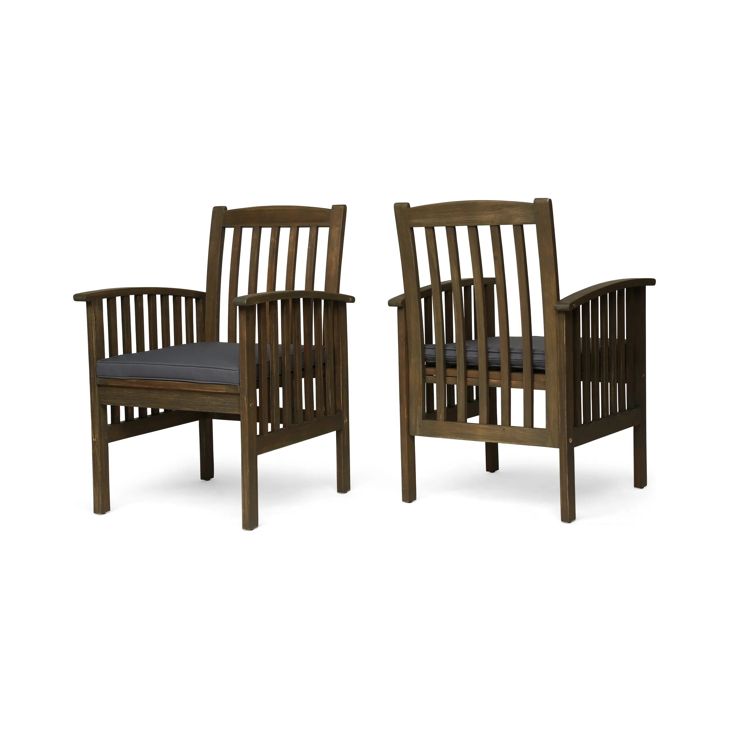 Phoenix Acacia Patio Dining Chairs, Acacia Wood with Outdoor Cushions, (Set of 2)