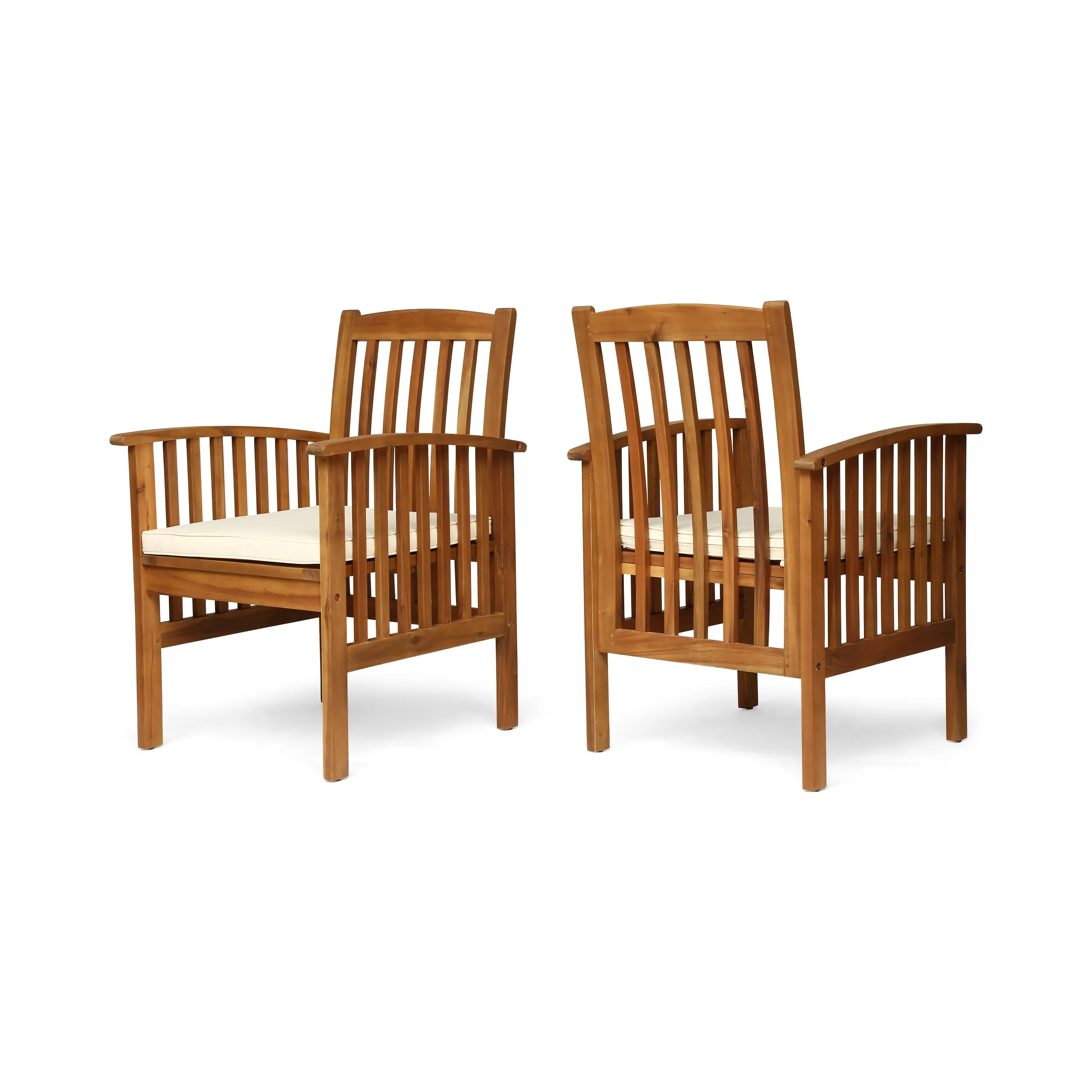 Phoenix Acacia Patio Dining Chairs, Acacia Wood with Outdoor Cushions, (Set of 2)