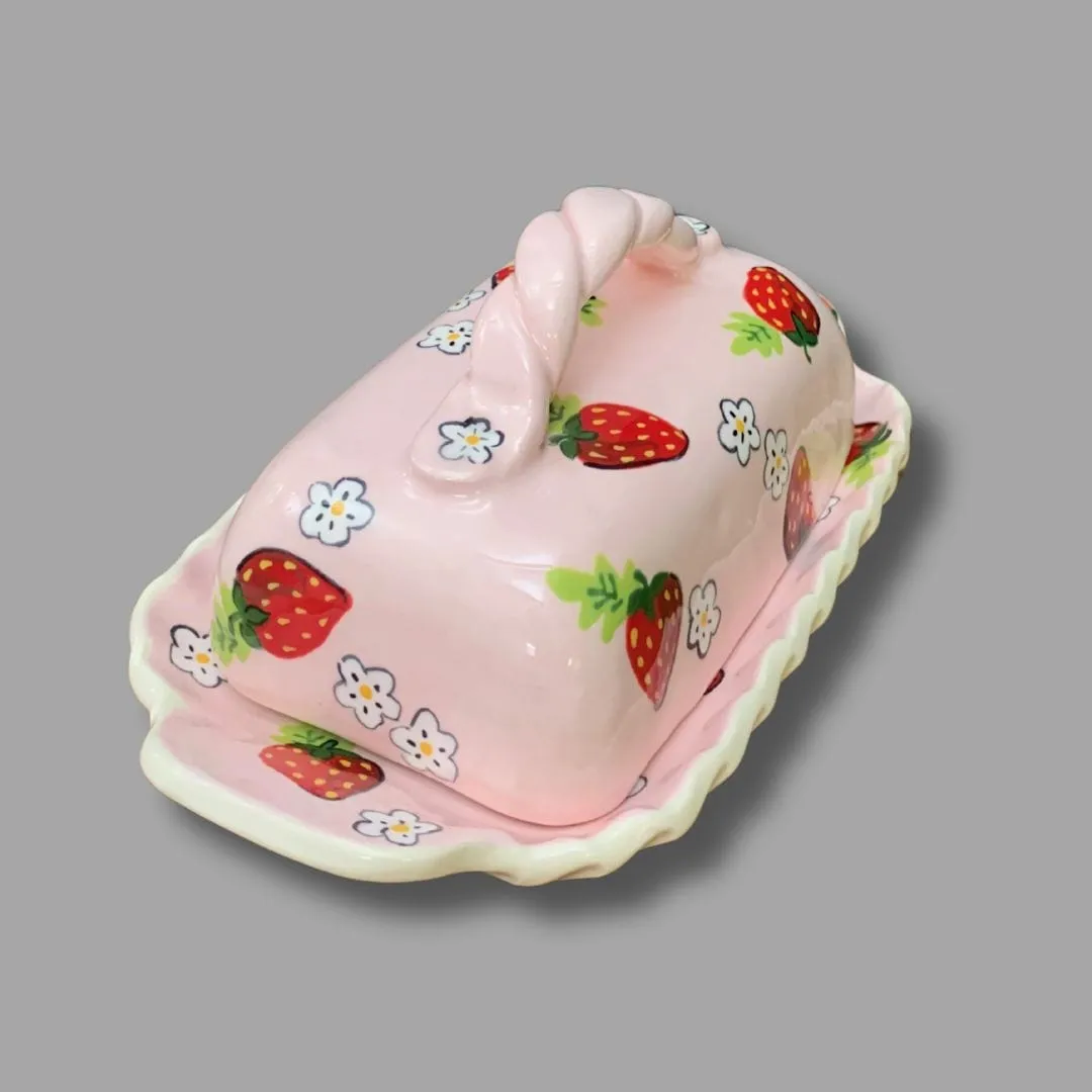 Pink Strawberry Butter Dish