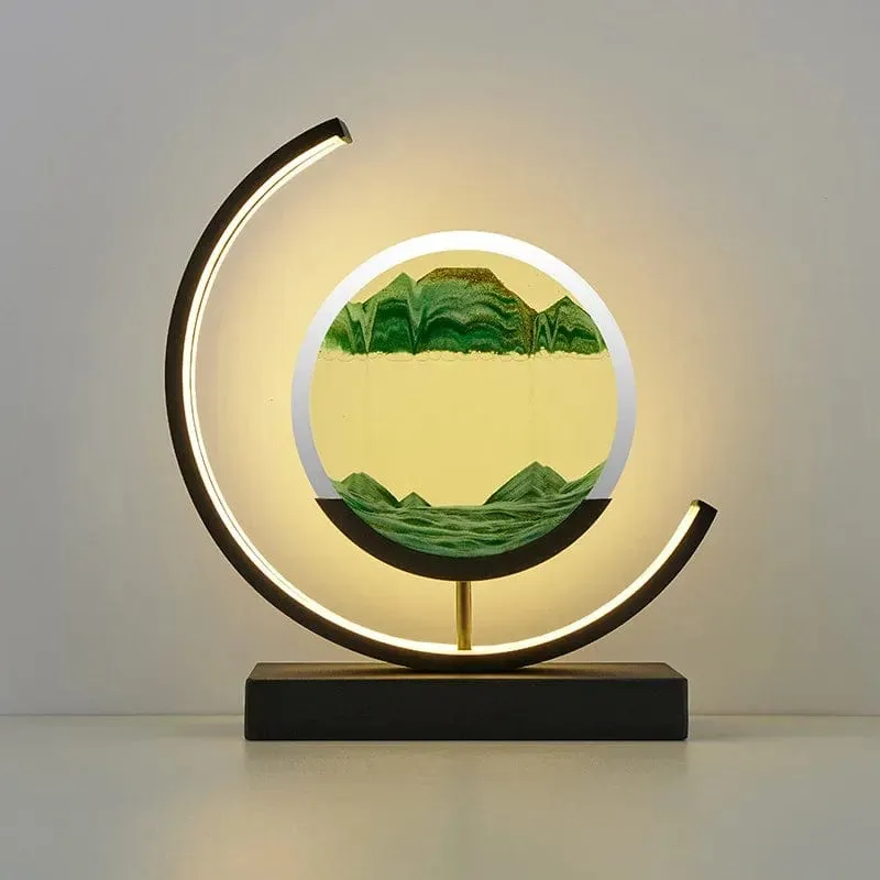 Quicksand Glow: LED Hourglass Art Table Lamp - Unique Decorative Sand Painting Night Light for Bedroom and Home Décor