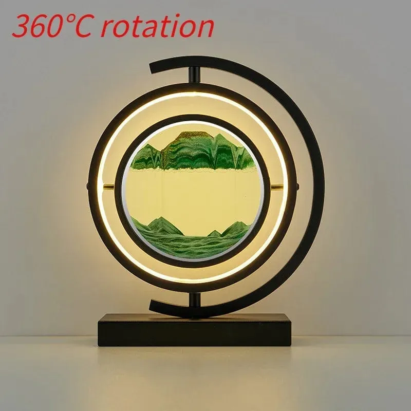 Quicksand Glow: LED Hourglass Art Table Lamp - Unique Decorative Sand Painting Night Light for Bedroom and Home Décor