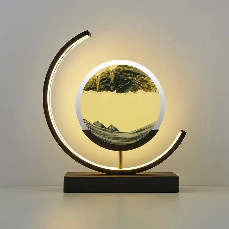 Quicksand Glow: LED Hourglass Art Table Lamp - Unique Decorative Sand Painting Night Light for Bedroom and Home Décor