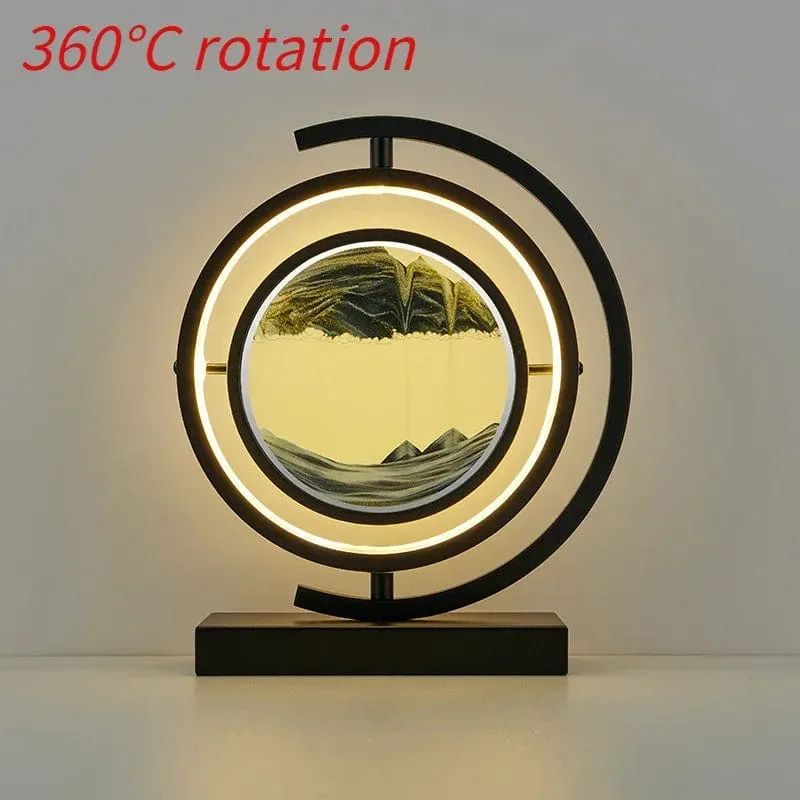 Quicksand Glow: LED Hourglass Art Table Lamp - Unique Decorative Sand Painting Night Light for Bedroom and Home Décor