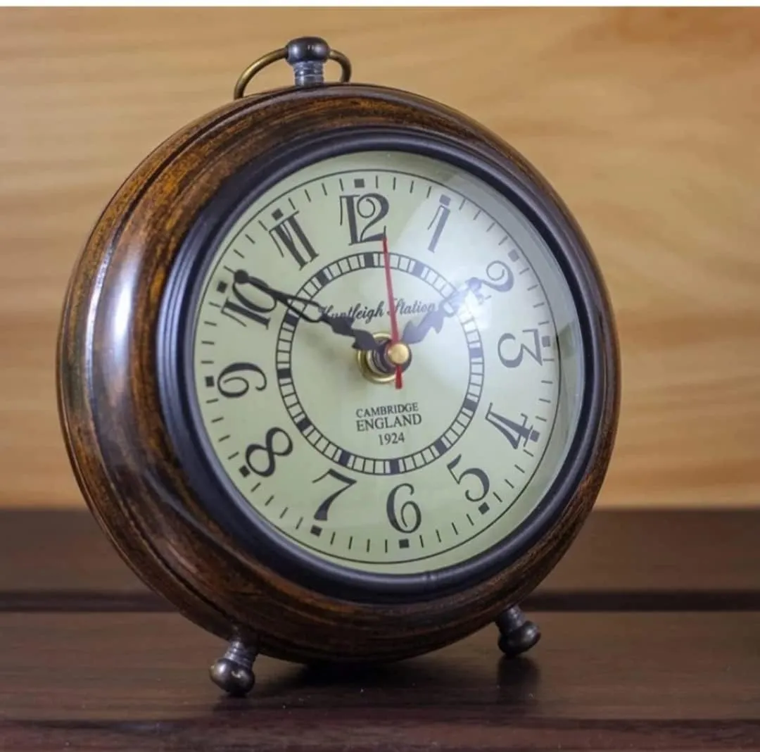 Rock Handicraft Wooden Table Clock for Home Decor, Office Desk, Study Table, Showpeice, Decorative & Gift Item