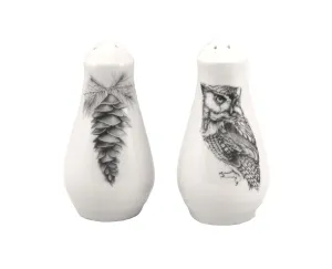 Screech Owl and Pine Cone Salt and Pepper Shaker