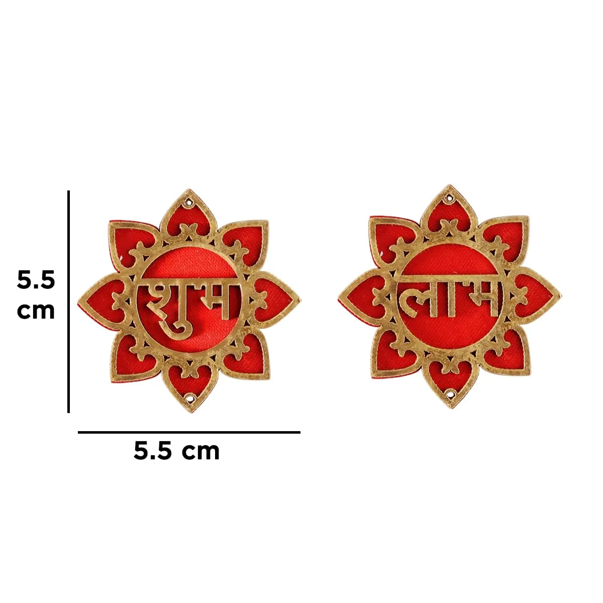 Shubhnajali MDF Floral Shubh Labh Sticker for Wall Decor 1 Pair |Unique Sticker for Main Door Entrance Diwali Mandir Temple Festival Decoration