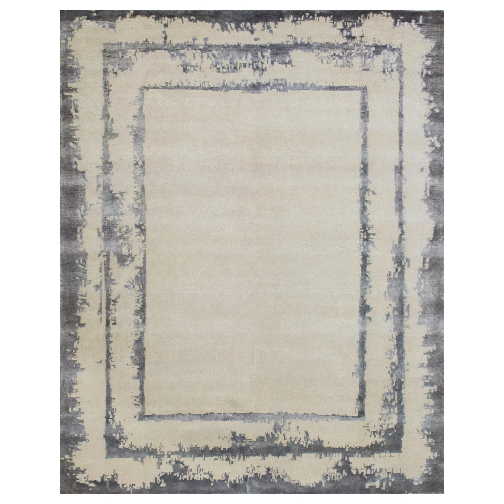 Silver Modern Wool Blend Rug - 7'11" x 9'11"