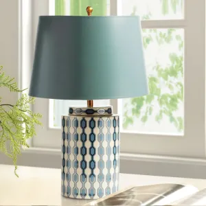 Teal Table Lamp With Gold Trim